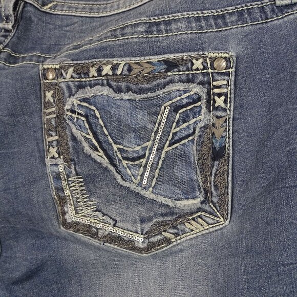 Vigoss  Heritage Fit Skinny Jeans Women Size 22 Blue Denim Thick Stitch FLAW - Picture 7 of 16
